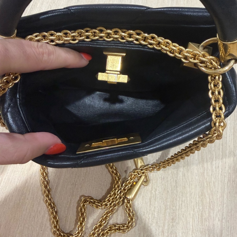 Valentino Black Quilted Mini Top-Handle Bag with Gold Studs - Picture 4 of 4